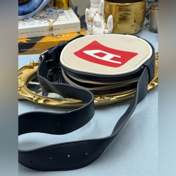🆕 DIESEL 🧿 NWOT Rinke Circle Shoulder Bag - Neutral Beige, Red, White & Blue - Picture 13 of 16
